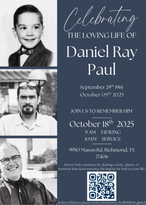 Daniel Paul Funeral Announcement